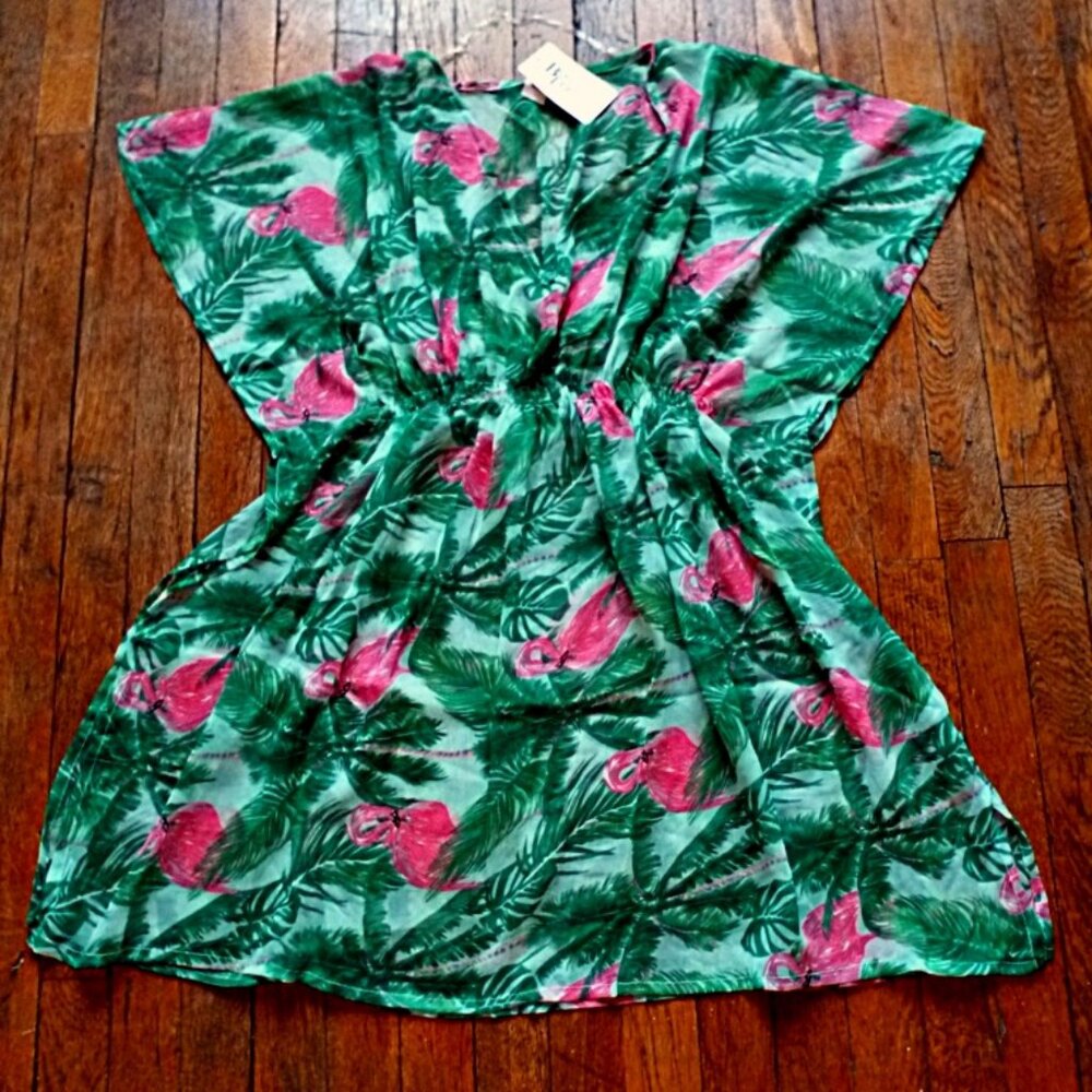 NWT - Bijoux Terner Flamingo Tropical Print CoverUp